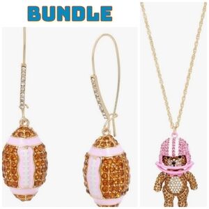 🔹️ Betsey Johnson🔹️ Football Dangle Earrings and necklace bundle ✨️🏈